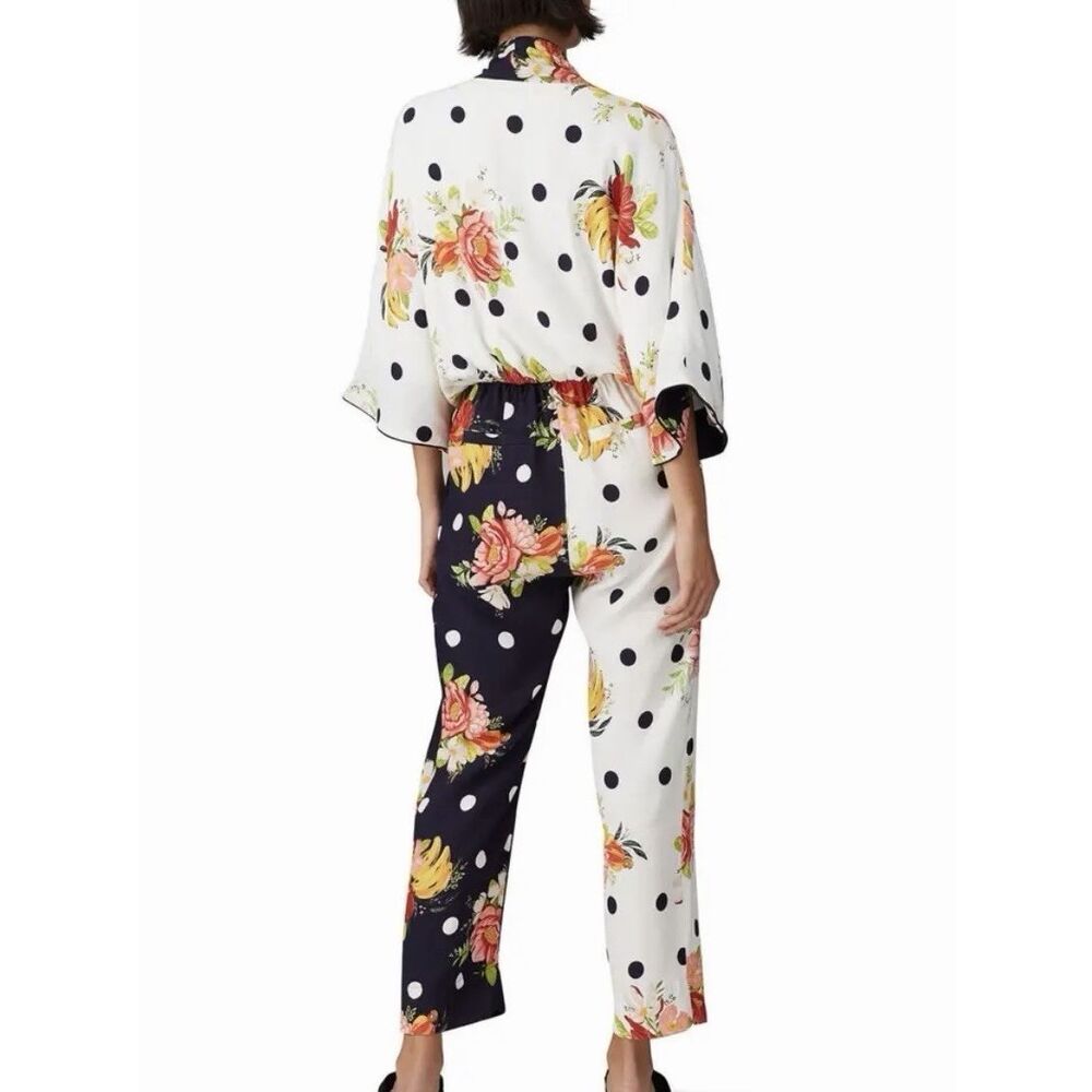 Farm Rio Mixed Nanaju Jumpsuit M Floral Polka Dot Tropical Whimsy Cottagecore - Picture 8 of 16